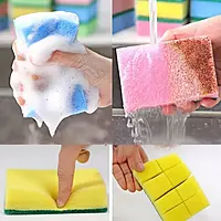 Multipurpose Scrub Pad with Sponge Multicolored Set of 10