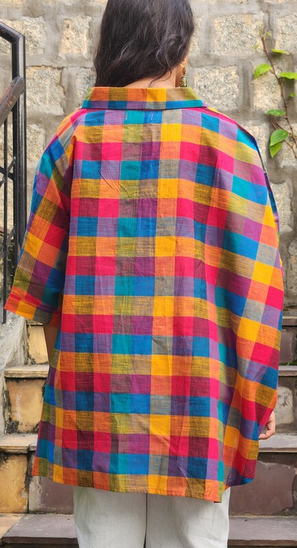 Madhavi's Anti-Fit Shirt - Madras Checks - Yellow Hues