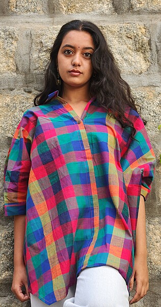 Madhavi's Anti-Fit Shirt - Madras Checks - Blue Hues