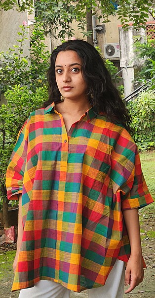 Madhavi's Anti-Fit Shirt - Madras Checks - Green Hues