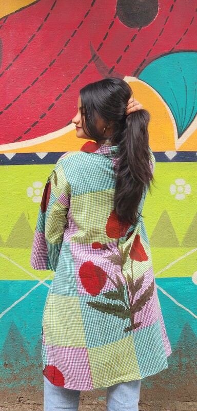 Kavya's High-Low Collared Top- Patchflora