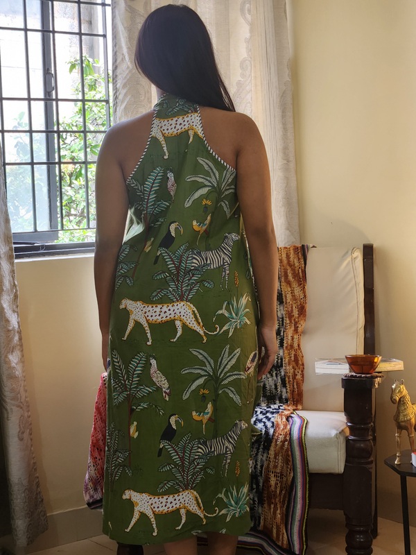 Cyra's Racer Back Dress - Sap Green with jungle