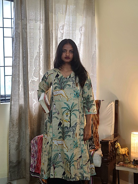 Hema's Kali Pintucks Top + Pant -  Cream Jungle