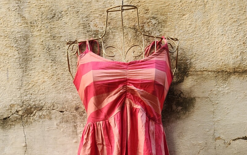 Fiza's Gentle Scrunch Tube Dress - Pink & Pink Stripes