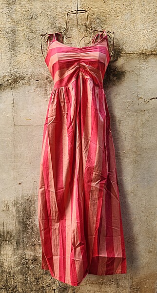 Fiza's Gentle Scrunch Tube Dress - Pink & Pink Stripes