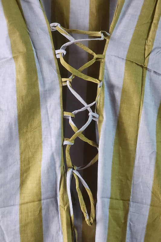 Saira's A-line Dress With a Back Tie - Grey & Blue Stripes