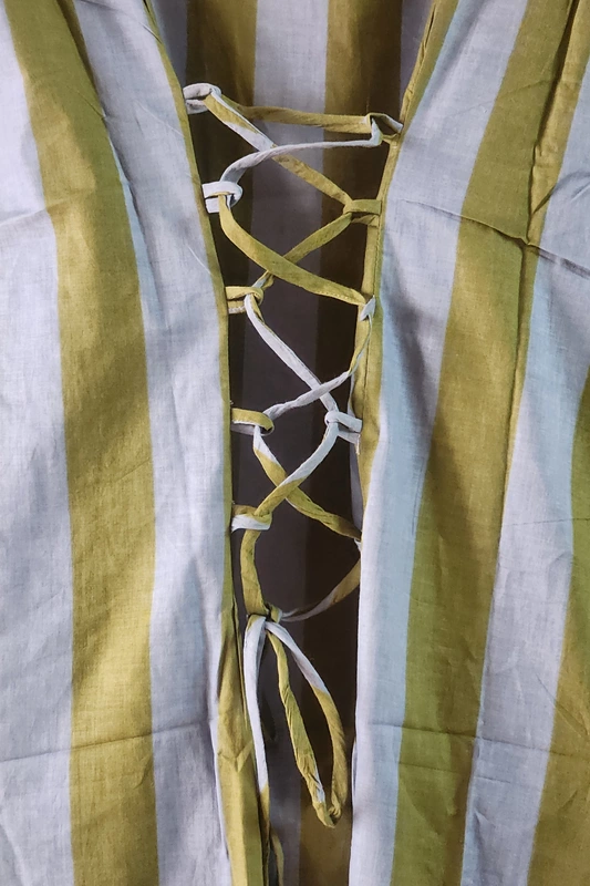 Saira's A-line Dress With a Back Tie - Grey & Blue Stripes