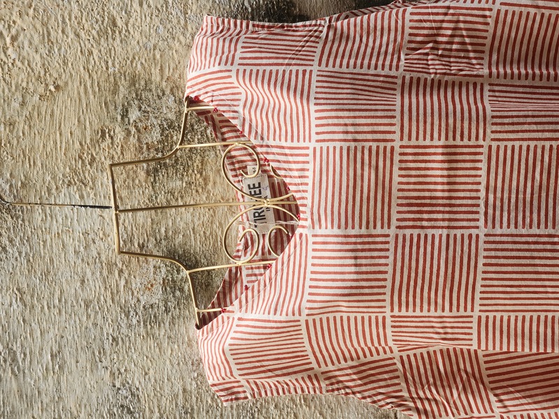 Saira's A-line Dress With a Back Tie - Cream & Red Stripes