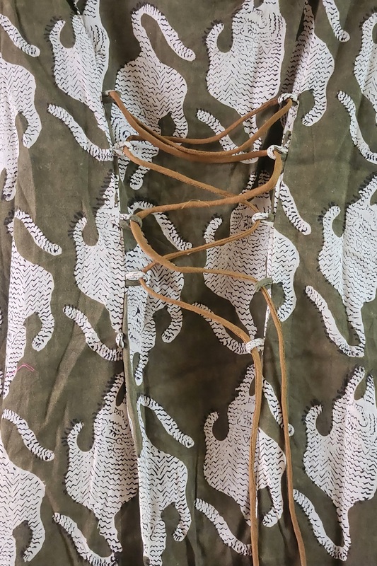 Saira's A-line Dress With a Back Tie - Olive Green & Tigers