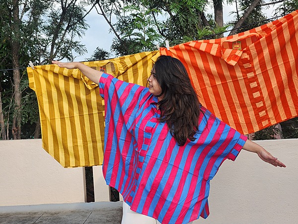 Junoon's Anti-Fit Shirt - Hot Pink & Blue Stripes