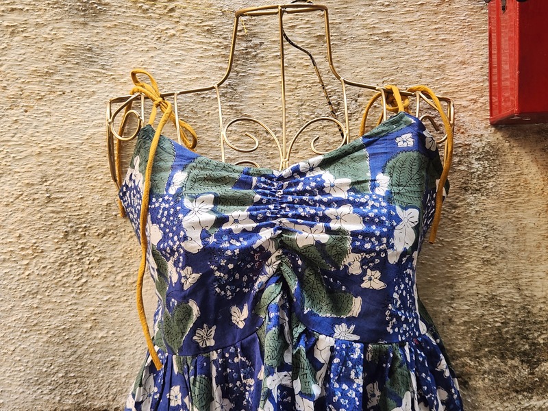Fitoor's Gentle Scrunch Tube Top - Blue Botanica