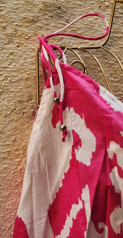 Charu's Pin-Tuck Top- Pink Ikat