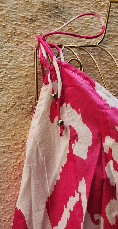 Charu's Pin-Tuck Top- Pink Ikat