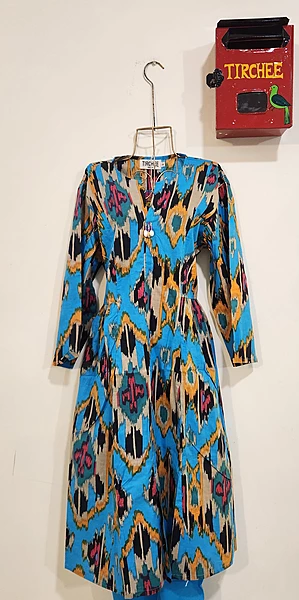Rooh's Ruffled-Sides Dress - Blue & Ikkhat