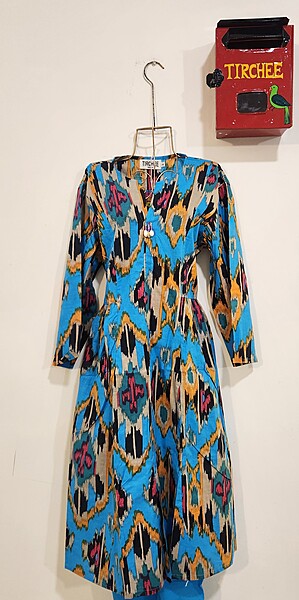 Rooh's Ruffled-Sides Dress - Blue & Ikkhat