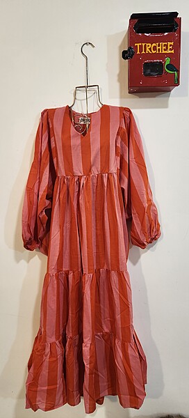 Jiya's Free-Size Flare Dress - Pink & Orange Stripes