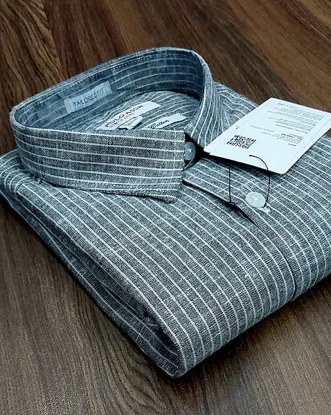 Mens Striped Shirt  Dark Grey