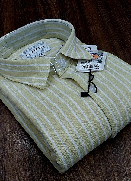 Mens Striped Shirt  Light Yellow