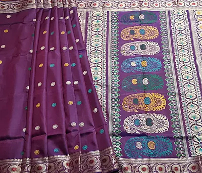 Revival Baluchari Color Rani pink and blue dual tone Revival Baluchari Color Rani pink and blue dual tone