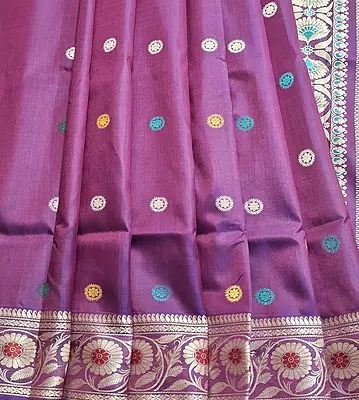 Revival Baluchari Color Rani pink and blue dual tone Revival Baluchari Color Rani pink and blue dual tone