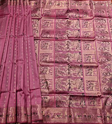 Figure motif 2000 buta Swarnachari Colour Light pink with golden zari Figure motif 2000 buta Swarnachari Colour Light pink with golden zari