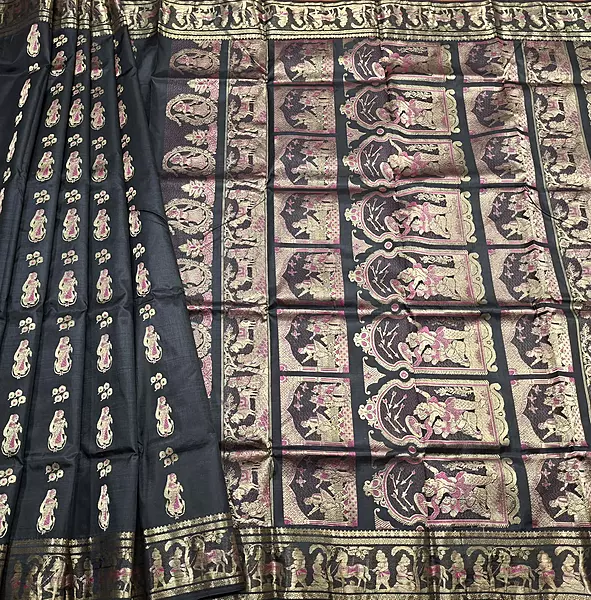 Figure motif Swarnachari Color Jet black