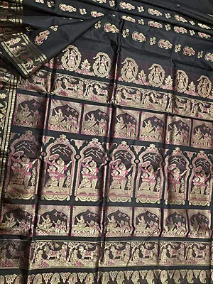 Figure motif Swarnachari Color Jet black