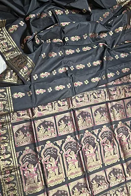 Figure motif Swarnachari Color Jet black