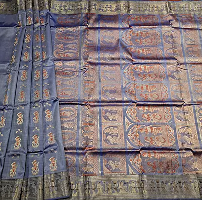 Figure motif Swarnachari Color Powder blue