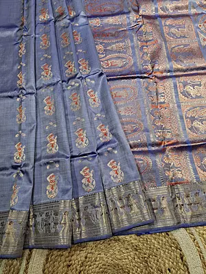 Figure motif Swarnachari Color Powder blue