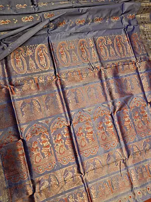 Figure motif Swarnachari Color Powder blue