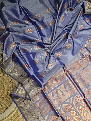 Figure motif Swarnachari Color Powder blue