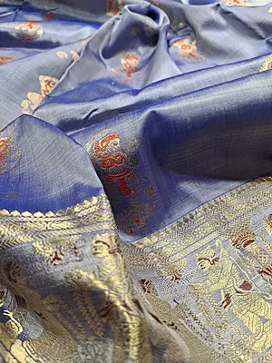 Figure motif Swarnachari Color Powder blue