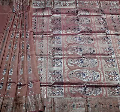 Figure motif Swarnachari Color Dual tone Mustard and Rani pink