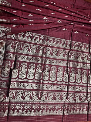 Heeran Maroonish red  pure katan silk Swarnachari