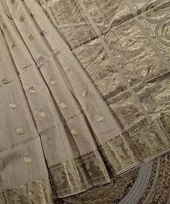 Pure Tassar zari work kadhwa buta Swarnachari