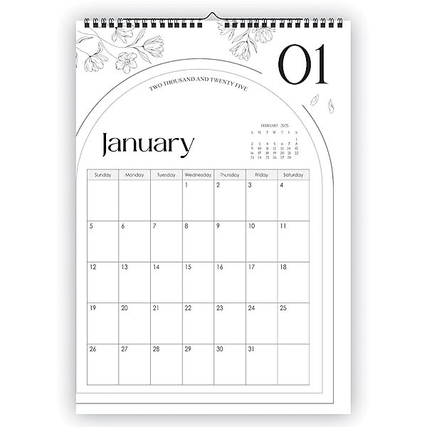 2026 Arch Design Black & White Wall Calendar