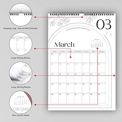 2026 Arch Design Black & White Wall Calendar