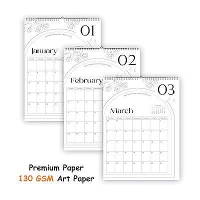 2026 Arch Design Black & White Wall Calendar