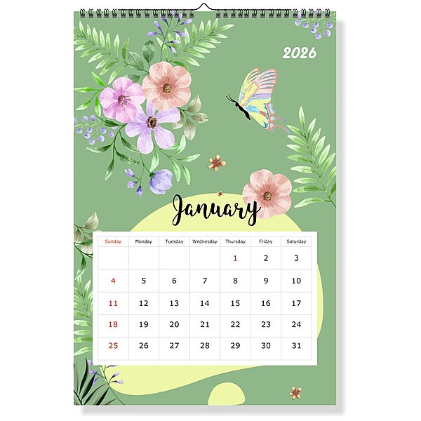 2026 Floral & Birds Wall Calendar