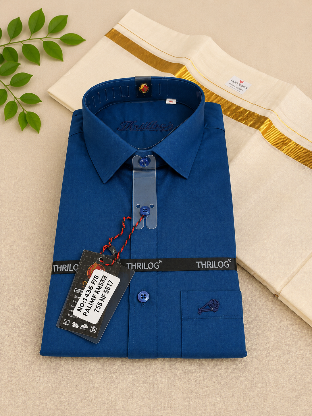 2026 Onam special shirt  blue mundu combo