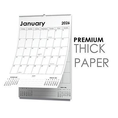 2026 Simple Image-Free Wall Calendar