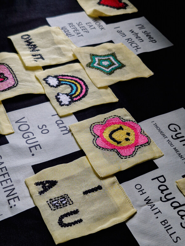 STICKY NOTES KANTHA T-SHIRT