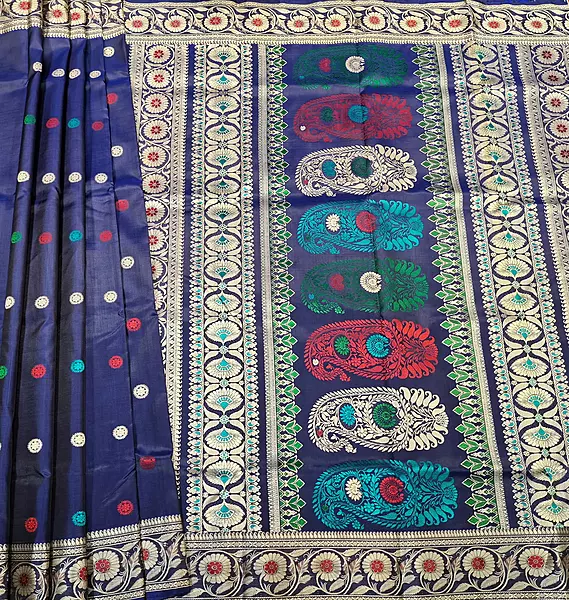 Revival Baluchari Color Blue Black dual tone