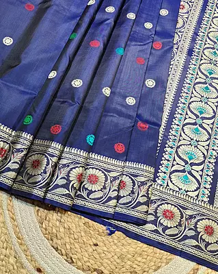 Revival Baluchari Color Blue Black dual tone