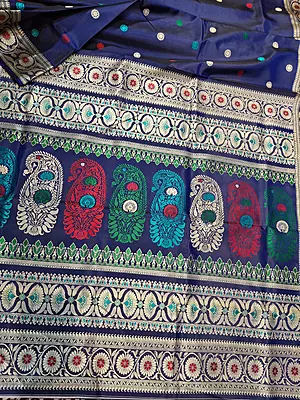 Revival Baluchari Color Blue Black dual tone