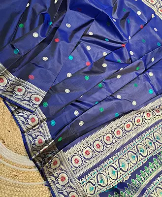 Revival Baluchari Color Blue Black dual tone