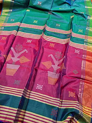 Colour Blue Green dual tone body kalashetra/kalakshetra saree Colour Blue Green dual tone body kalashetra/kalakshetra saree