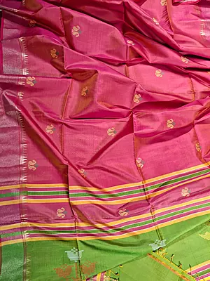 Colour Mustard Rani Pink dual tone body kalashetra/kalakshetra saree