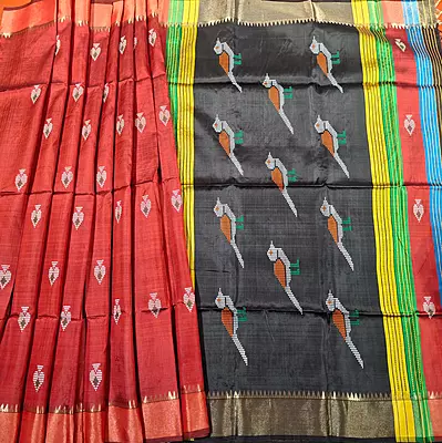 Colour Reddish Maroon color body kalashetra/kalakshetra saree